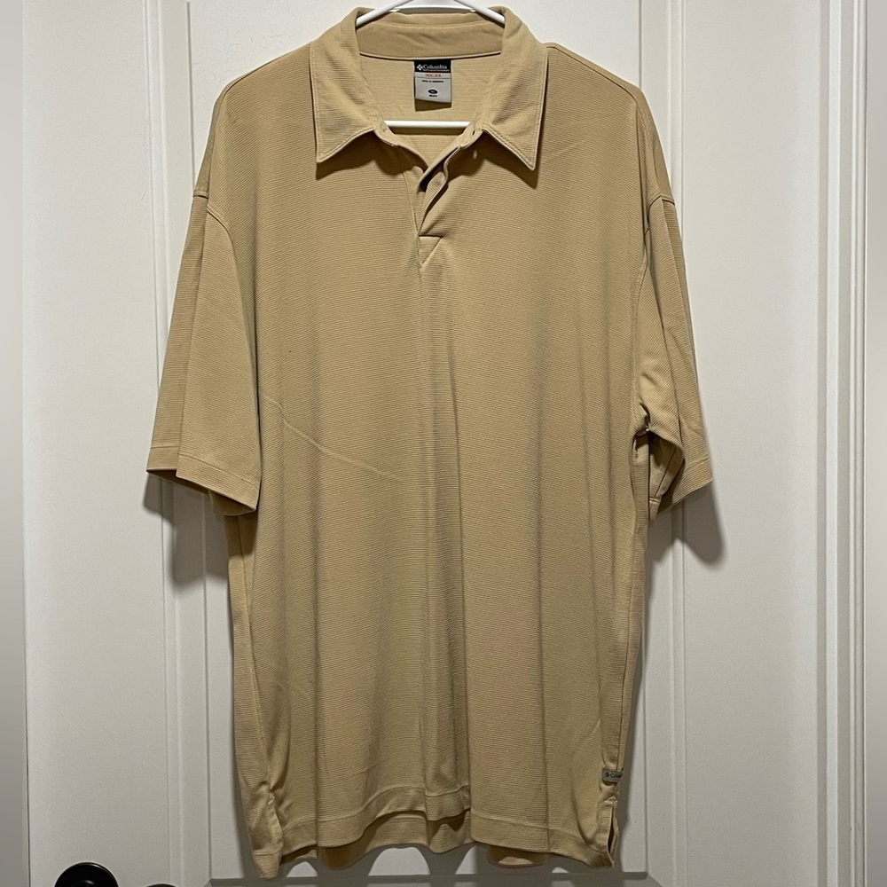 Classic Columbia XCO Men’s Sz XL Ribbed Golf Preppy Athletic Business Polo Tan
